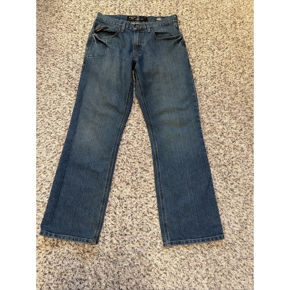 ARIAT Rebar M4 Jeans Mens 31x32 Blue Denim Relaxed Bootcut Western Work